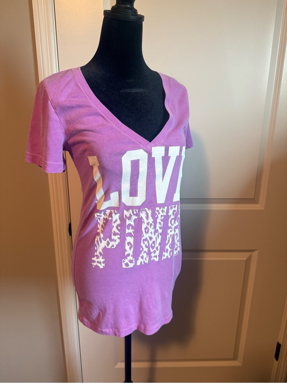 Y2K Snooki Style Vintage Love Pink Victorias Secret Long Tee Size Small - Picture 3 of 7